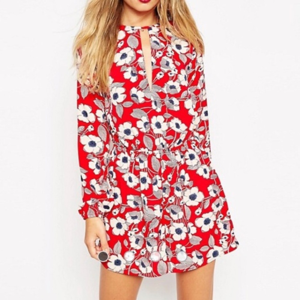 ASOS Red Floral Jumpsuit